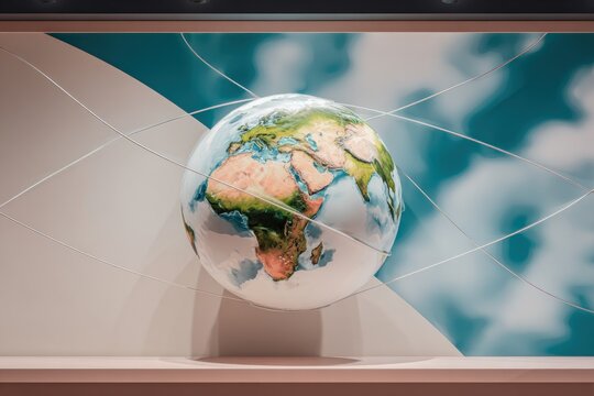 Futuristic Globe with Neon Connections