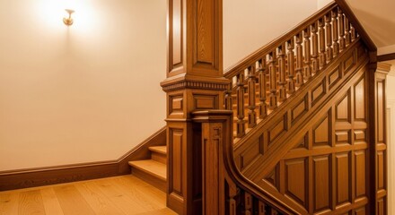 Obraz premium Background for Inspiring Thoughts Wooden Staircase and Warm Light