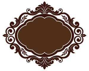 frame, ornamental, decoration, brown, design, vector, elegant, flourish, leaves, border, vintage, retro, blank, empty, label, badge, emblem, antique, classic, art, ornate, victorian, scroll, 