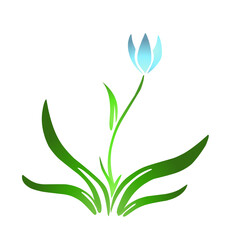 Stylized floral emblem with ethereal glow on a deep black background field