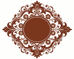 floral frame, brown, elegant, ornate, decorative, design element, vector, illustration, vintage, classic, border, circle, blank space, invitation, wedding, greeting card, floral design, flourish, leav