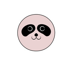 Simplified panda face illustration on a black background for childrens design