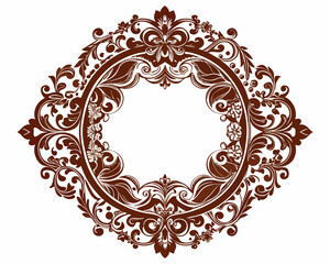 floral, frame, vintage, ornate, elegant, brown, white, design, decoration, border, flourish, leaves, swirls, vector, graphic, illustration, element, invitation, card, retro, classic, floral design, fl