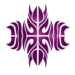 Symmetrical abstract purple design on black background with gradient effect