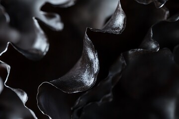 lighting Black Dahlia petals unfolding in moody
