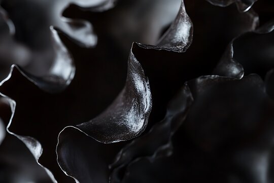 lighting Black Dahlia petals unfolding in moody