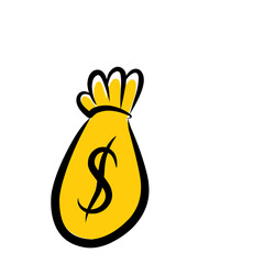 Illustrative depiction of a bag with a dollar sign against a dark backdrop