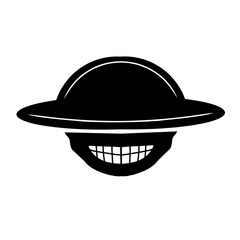 Minimalist expressionistic design featuring a stylized face on black background