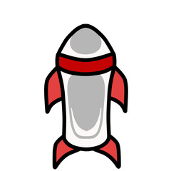 Stylized Rocket Illustration for Children, Modern Design on Black Backdrop