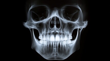 Fototapeta premium Detailed x-ray image of human skull with teeth structure
