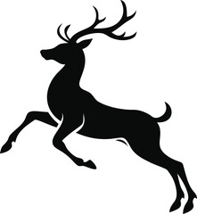 Obraz premium Deer silhouette leaping isolated on white background