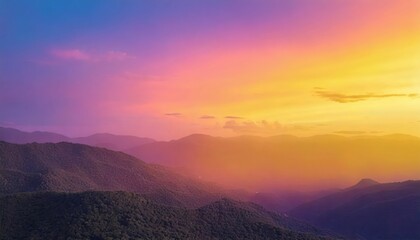 Obraz premium 「幻想的な虹色グラデーションの風景アート｜空と山のカラフルな世界」