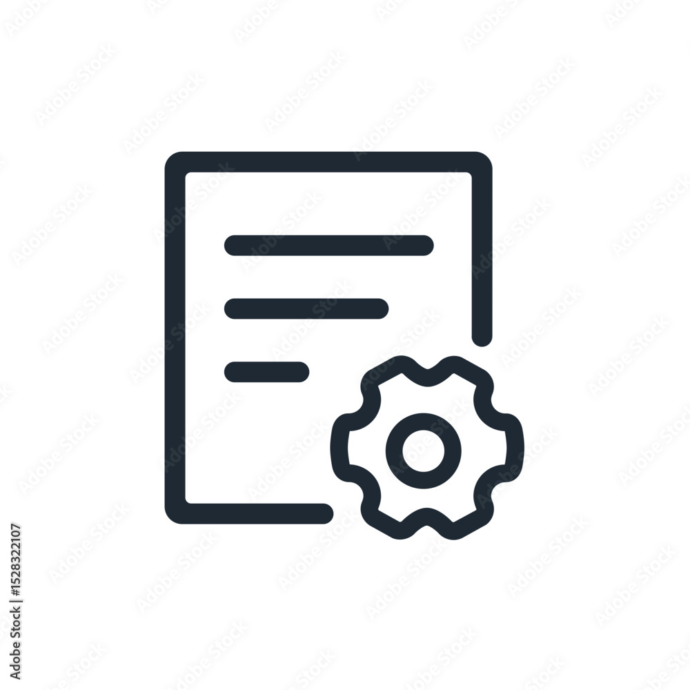Poster document with horizontal lines and a gear icon representing settings and configuration options displ