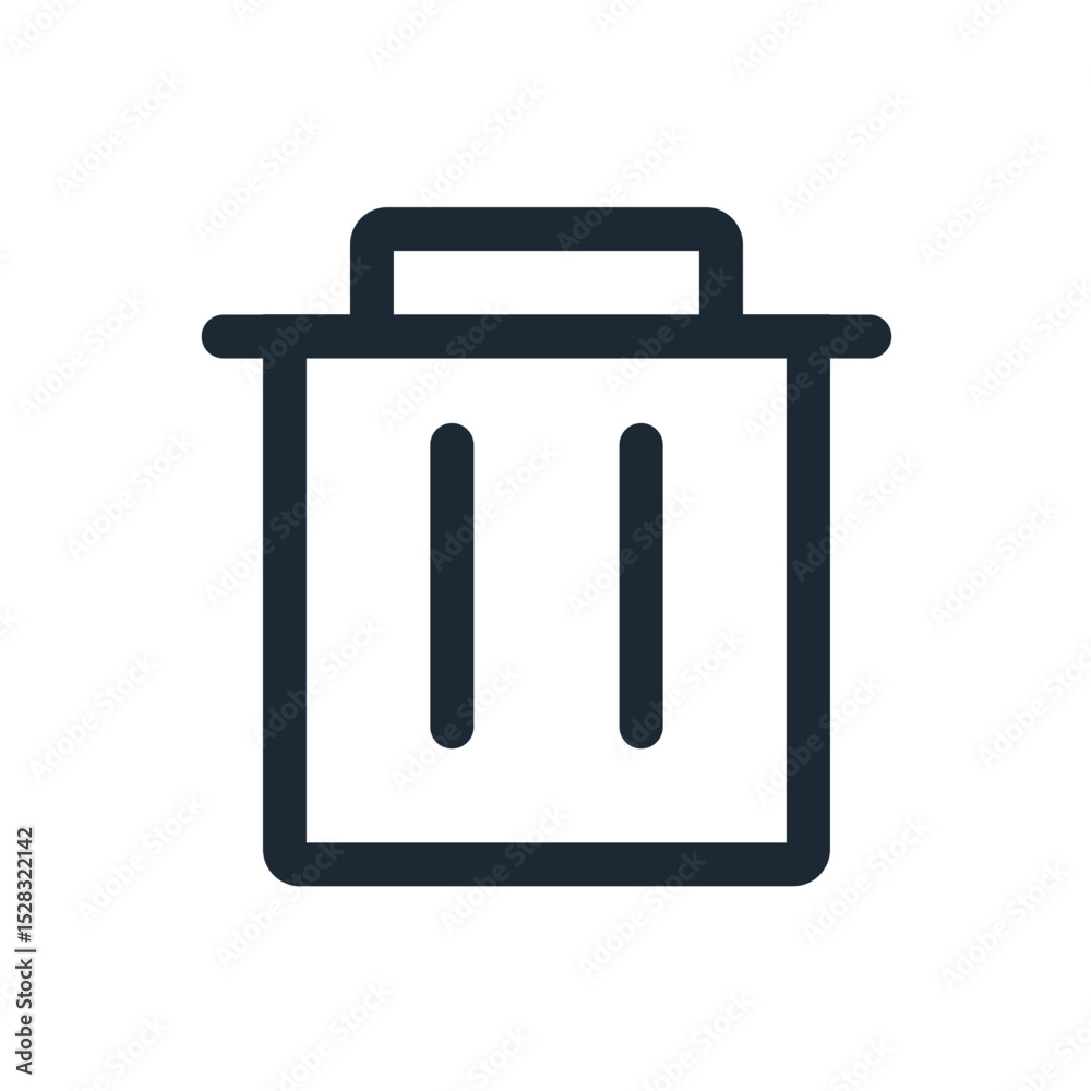 Poster a simple line drawing of a trash can with a lid and two vertical lines inside the container