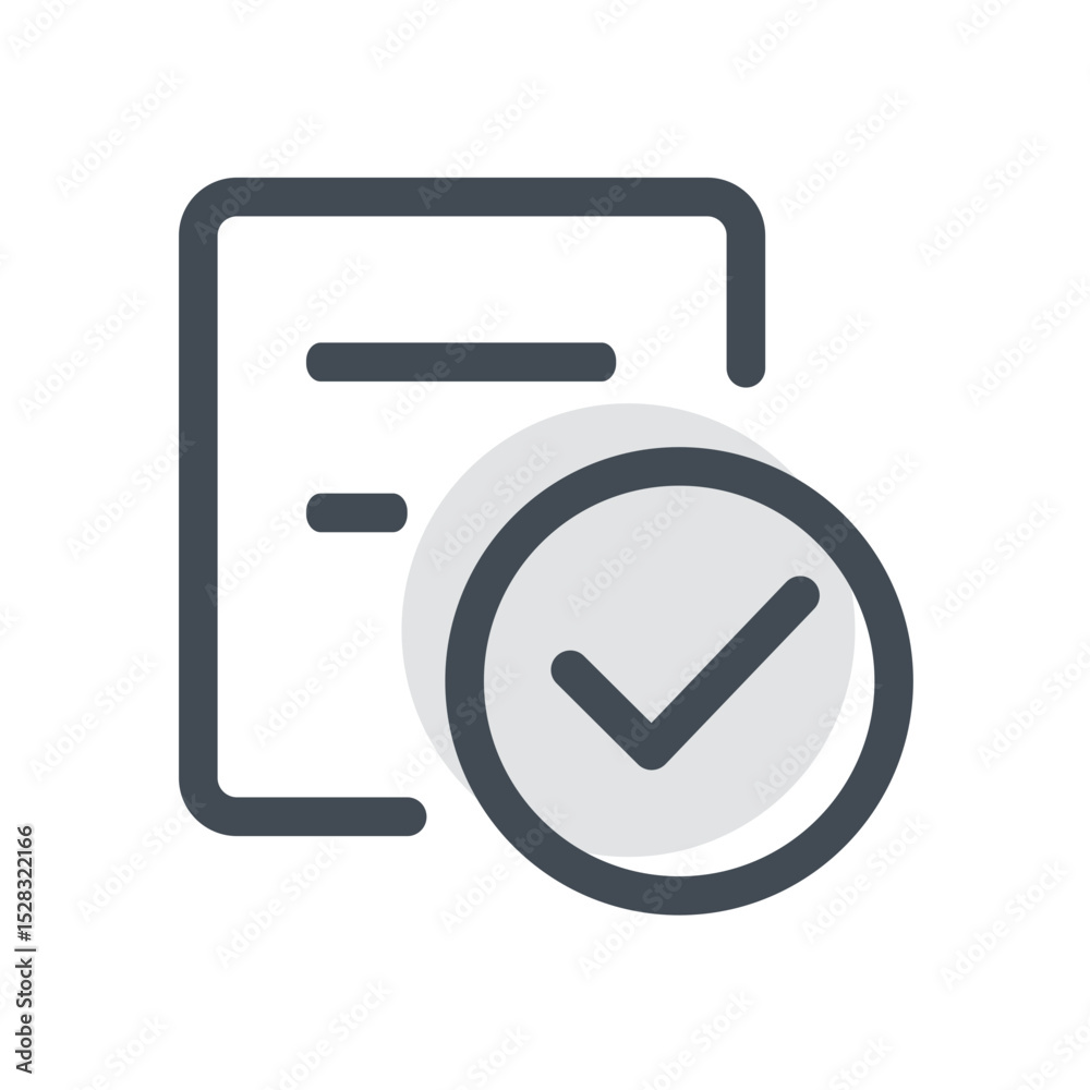 Leinwandbilder document with check mark icon representing task completion and approval in a minimalist style design