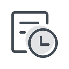 Illustration of a document with horizontal lines and a clock face indicating time and deadlines