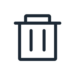 A simple line drawing of a trash can with a lid and two vertical lines inside the container
