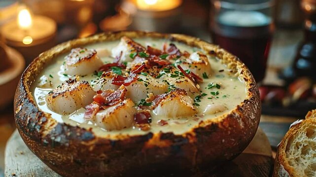 scallop chowder with smoked bacon video canadian seafood