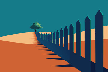 vector illustration of a fence