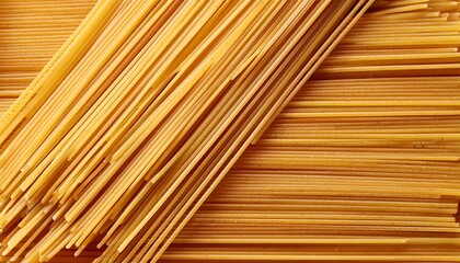 close up view of uncooked spaghetti pasta strands in horizontal pattern