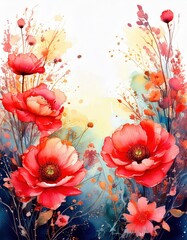 「水彩風フラワーフレーム素材集｜華やかで上品な花の装飾背景」

