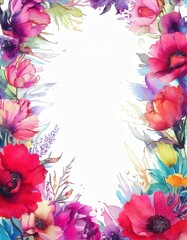 「水彩風フラワーフレーム素材集｜華やかで上品な花の装飾背景」

