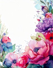 「水彩風フラワーフレーム素材集｜華やかで上品な花の装飾背景」

