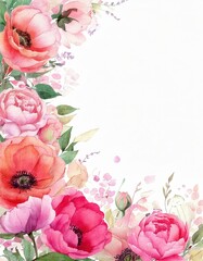 「水彩風フラワーフレーム素材集｜華やかで上品な花の装飾背景」

