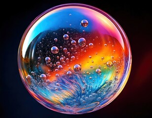 「幻想的な虹色バブルのアート｜輝くシャボン玉と光の世界」

