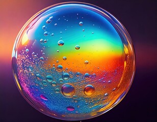 「幻想的な虹色バブルのアート｜輝くシャボン玉と光の世界」

