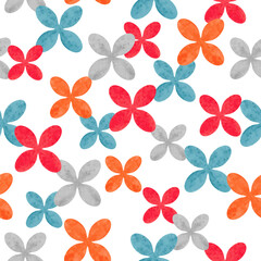 Abstract watercolor shapes seamless pattern. Vector colorful floral print