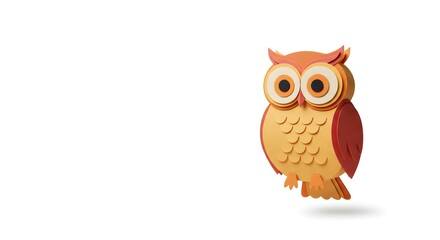 Fototapeta premium Adorable Papercraft Owl: A Delightful 3D Paper Art Creation
