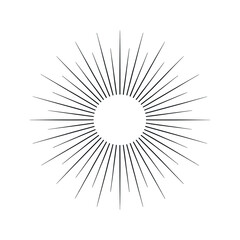 Obraz premium Abstract Sunburst Design with Radiating Lines on White Background Minimalist Geometric Illustration for Graphic Design Elements and Decoration in Black and White