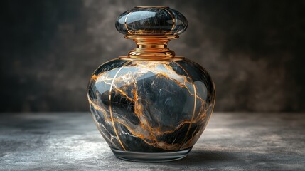 Luxurious perfume bottle, dark marble design