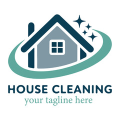 Minimalist house cleaning logo silhouette