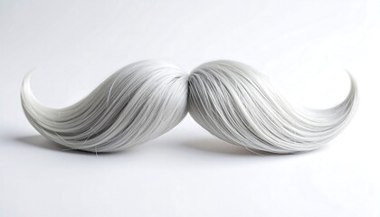 White handlebar mustache with studio shot.