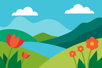 A Beautiful And Serene View Of A Lush Meadow With An Abundance Of Pretty Flowers