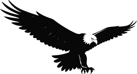 Obraz premium Bald Eagle Silhouette Clipart – Soaring Bird of Prey Vector