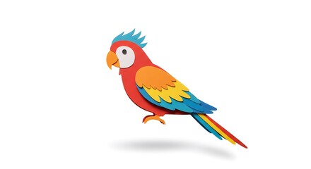 Fototapeta premium Vibrant Paper Art Macaw: A Colorful Tropical Bird Illustration