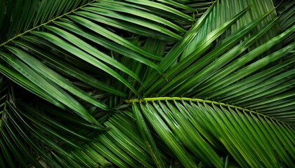 tropical palm leaves from above background