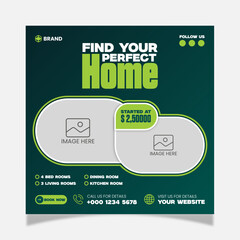 Real estate social media post square banner template