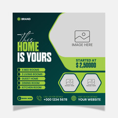 Real estate social media post square banner template