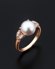 Elegant pearl and diamond ring
