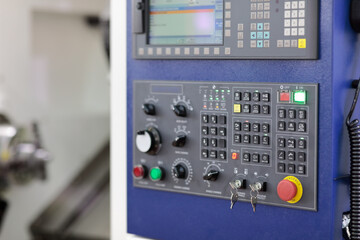 Fototapeta premium CNC turning machine control panel close up