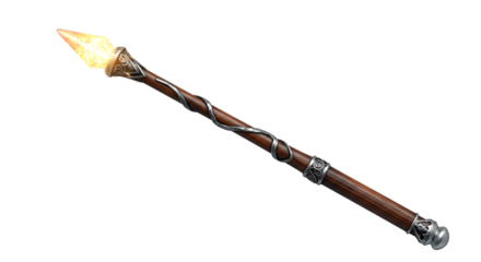 Glowing Crystal Tip Staff:  Fantasy Weapon Render, Game Asset, Magical Artifact