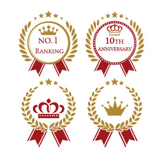 Award Winning Design Elegant Gold Crowns and Laurel Wreaths for Anniversary and Ranking Celebrations