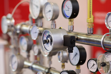 pipes and various types of analog measuring gauges