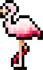Pixel Art Pink Flamingo: 8-Bit Tropical Bird Illustration