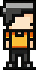 Pixel Art Male Avatar: Casual Orange Shirt, Dark Hair