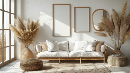 A light wooden shelf floats on a soft-toned wall, symbolizing serene minimalism. Surrounded by natural elements, it stands as a quiet focal point of earthy elegance and mindful living...